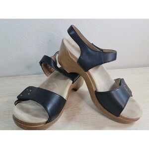 Dansko Leather Slingback Clog Sandals Women's EU‎ 40 Black Wood Sole